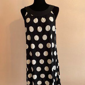 Jenny Helene black/white polka dot dress  L